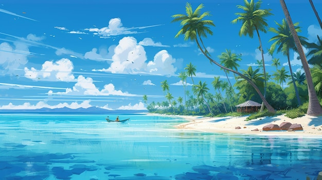 Premium AI Image  Enchanting Malibu Beach Scene In Hayao Miyazaki's Style