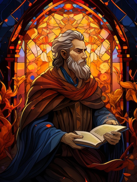 Enchanting Masterpiece Elijah in Stained Glass A Captivating Medieval Illustration of Unrivaled B