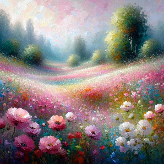 Enchanting Meadow A Pastel Dawn