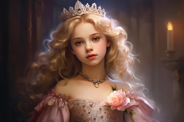 Enchanting Medieval princess portrait retro Generate Ai