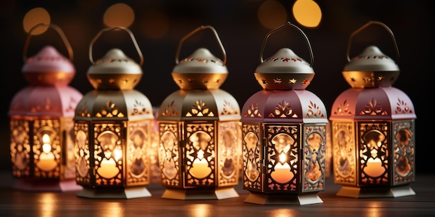 Photo enchanting mediterranean lanterns suspended in the air islamic images