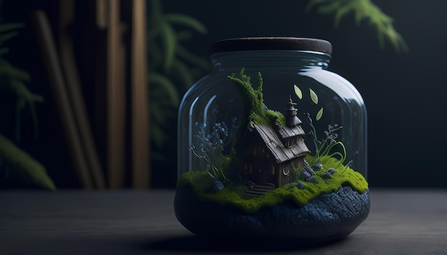 Enchanting Micro World Photorealistic Jar Scene of Fantasy Magic HD Wallpaper