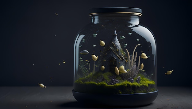 Enchanting Micro World Photorealistic Jar Scene of Fantasy Magic HD Wallpaper