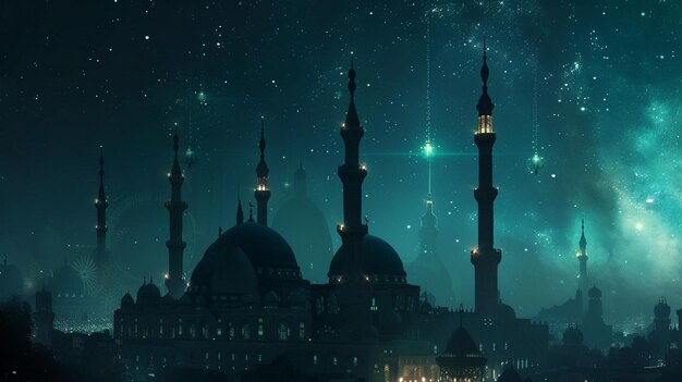 Enchanting Mosque Lights in Fantasy World Style