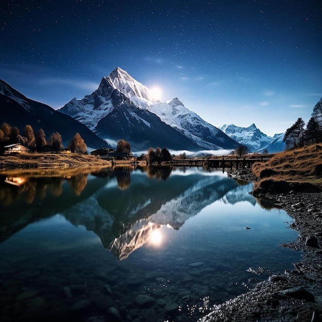 Enchanting Mountain Reflection View