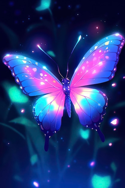 Enchanting Neon and Fluorescent Butterfly with a Magical Glow