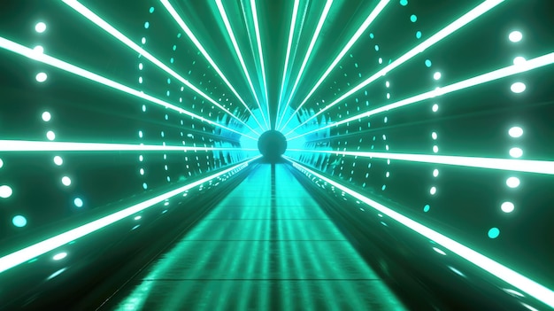 Enchanting Neon Tunnel A Fusion of Green and Blue Lights