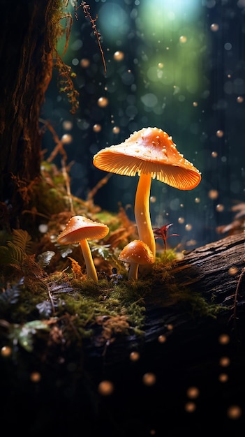 Enchanting Nighttime Forest Mushrooms Mystical Atmosphere