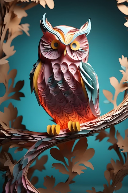 Enchanting Owl Perched on a Decorative Tree Branch