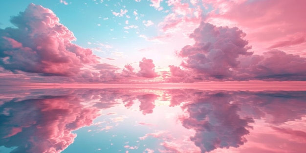 魅力的なパステル色の雲が 夢のようなピンクの空に混じり合う 魔法のようなコピースペース