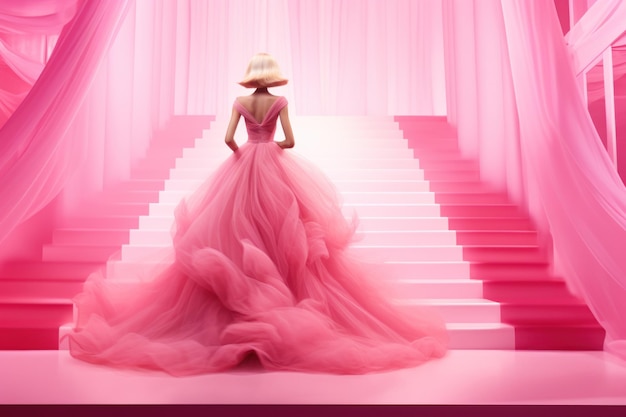 Enchanting Pink Dress Doll Parade A Whimsical Showcase of Fashion and Fun Generative AI