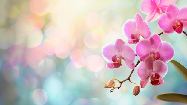 Enchanting Pink Orchid Branch Amidst Abstract Blurred Background