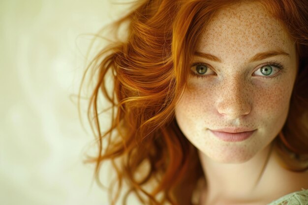 Photo an enchanting portrait capturing the charisma of a young freckled redhead woman