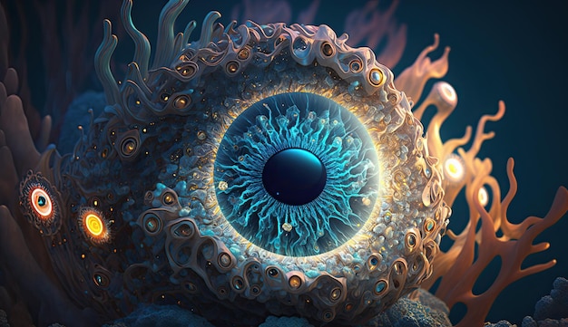 Очаровательные морские глаза Загадочный и запутанный подводный мир с генеративным искусственным интеллектом