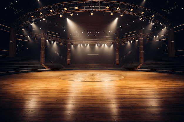 The Enchanting Setting A Stage of Auditorium Boasting a Beautiful Wooden Floor