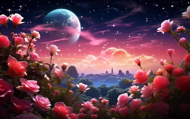 Enchanting Sky Garden High Detail Fantasy Morning or Evening Scene