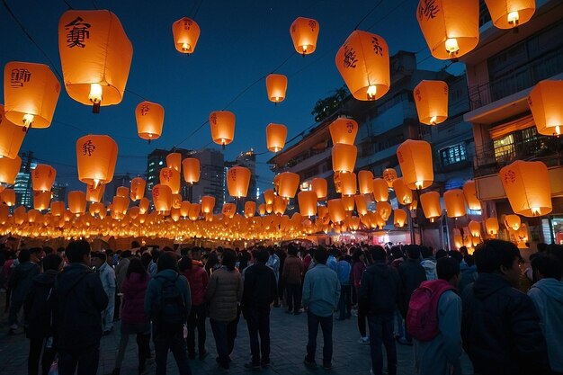 写真 夕暮れ の 時 の 魅力 的 な 空灯 が 都市 の 景色 を 照らし て いる 写真