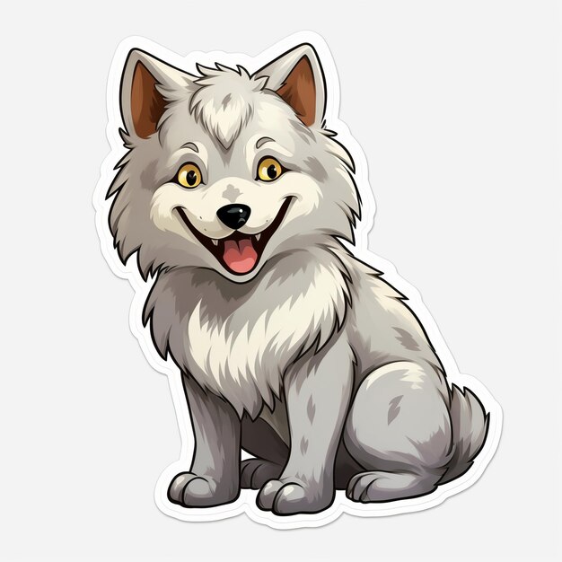 Photo the enchanting smiling chibi wolf a studio ghibliinspired 8k uhd sticker isolated on white