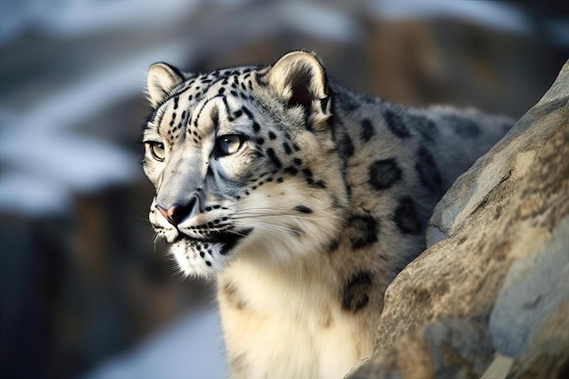 Enchanting Snow Leopard Stalking the Himalayan Mountains