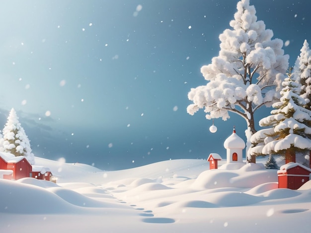 Enchanting Snowscapes 3D Render Christmas Images of Snowy Scenes as Background