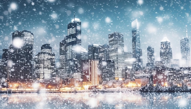 Enchanting snowy cityscape magical