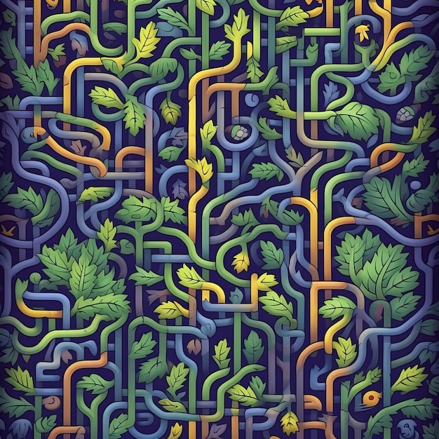 Photo enchanting spring escherinspired forest maze unveils a kaleidoscope of colors