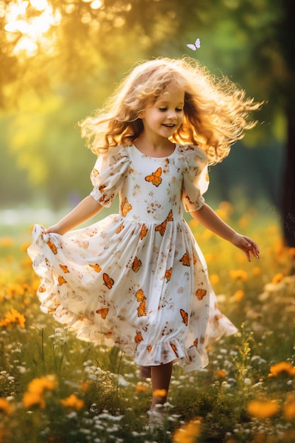 Очаровательные летние побеги Маленькие девочки развязывают волшебство на открытом воздухе
