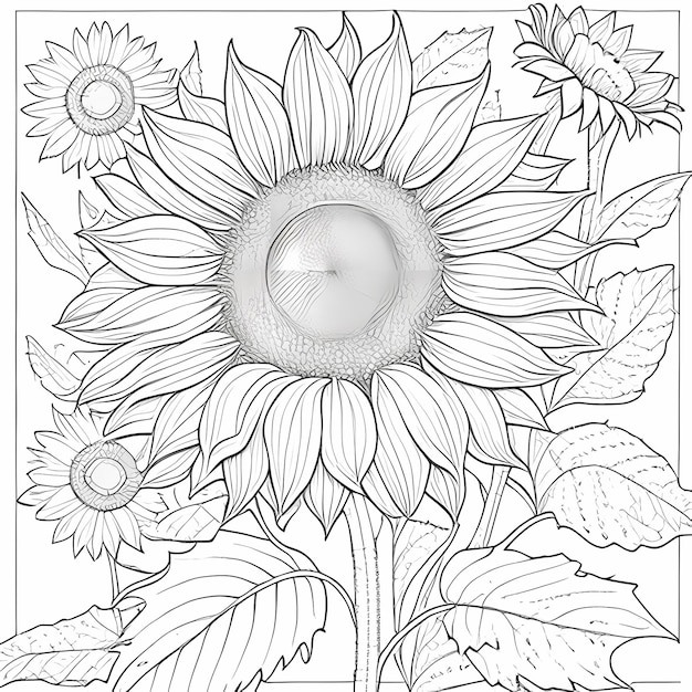 Photo enchanting sunflower tapestry intricate coloring page for imaginative artists