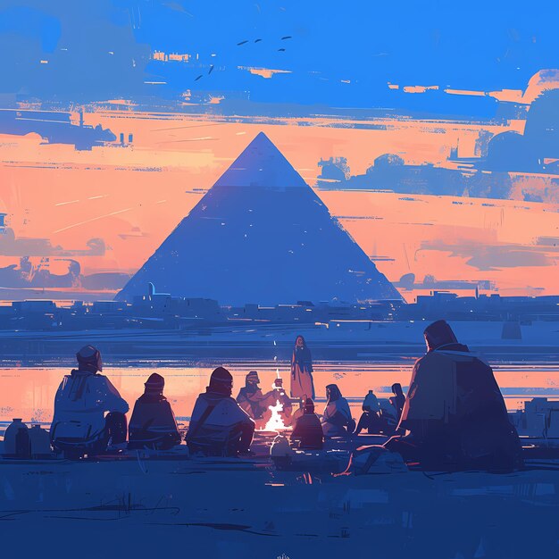 Enchanting Sunset Gathering at Giza Egypt