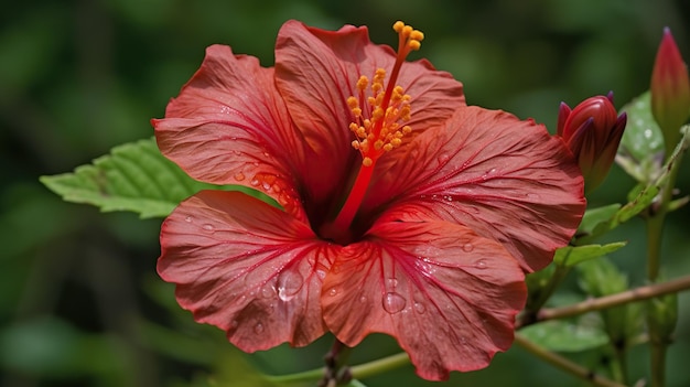 고요한 습지대에서 만발한 매혹적인 늪 Hibiscus Hibiscus Coccineus 꽃