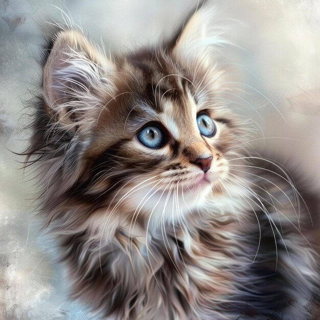 Enchanting tabby kitten with blue eyes