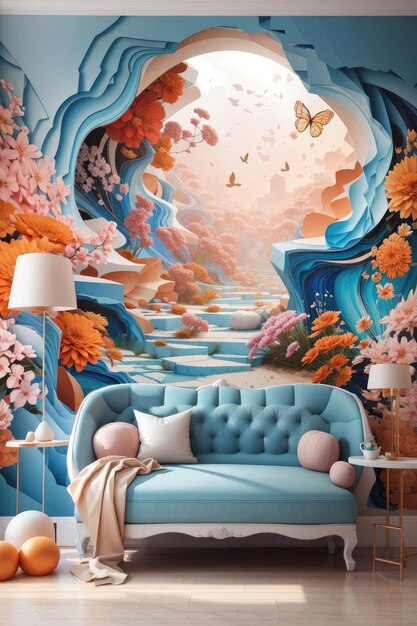 Enchanting Transformation Elevate Your Space with Captivating 3D Wallpaper Illustration