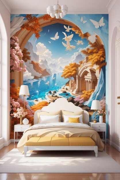 Enchanting Transformation Elevate Your Space with Captivating 3D Wallpaper Illustration