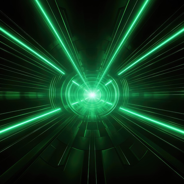 The Enchanting Tunnel Vibrant Green Auras Illuminated against a Black Background with RTX On