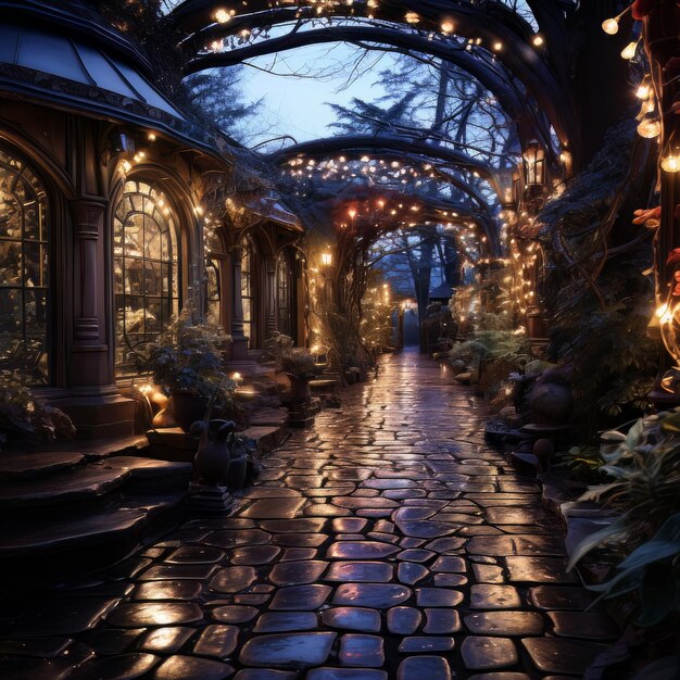 Premium AI Image Enchanting Twinkle Wonderland Christmas Lights Photos(00)