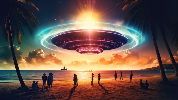 Enchanting UFO sighting steals the show at a festive beach party neural