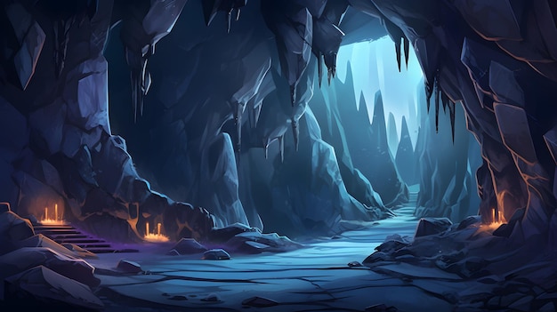 Enchanting Underground Adventure Majestic Cave with Staircase Discover with Generative AI