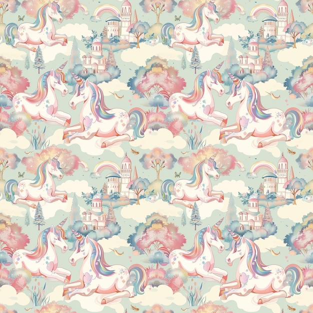 Foto enchanting unicorn kingdom fantasy tile per l'immagine di sfondo