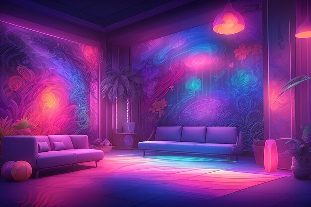 Enchanting uv illumination crafting a versatile and mesmerizing digital backdrop for creative projects