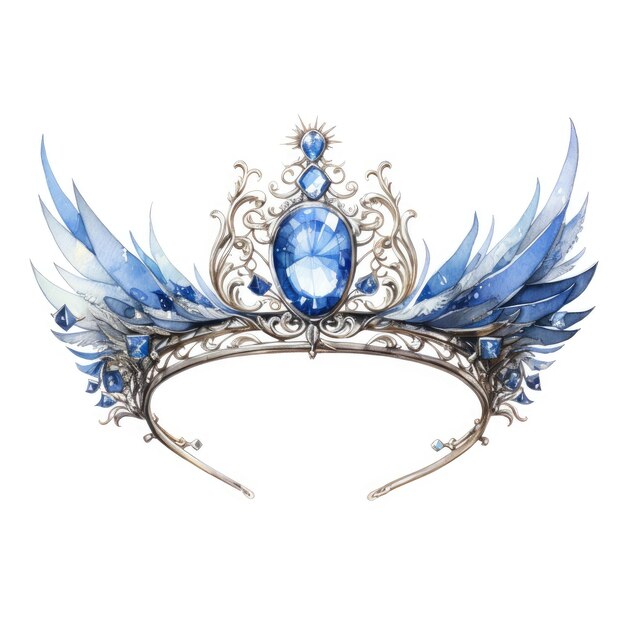 Premium AI Image  Enchanting Watercolor Blue Ravenclaw Diadem Shines  Against a Serene White Background