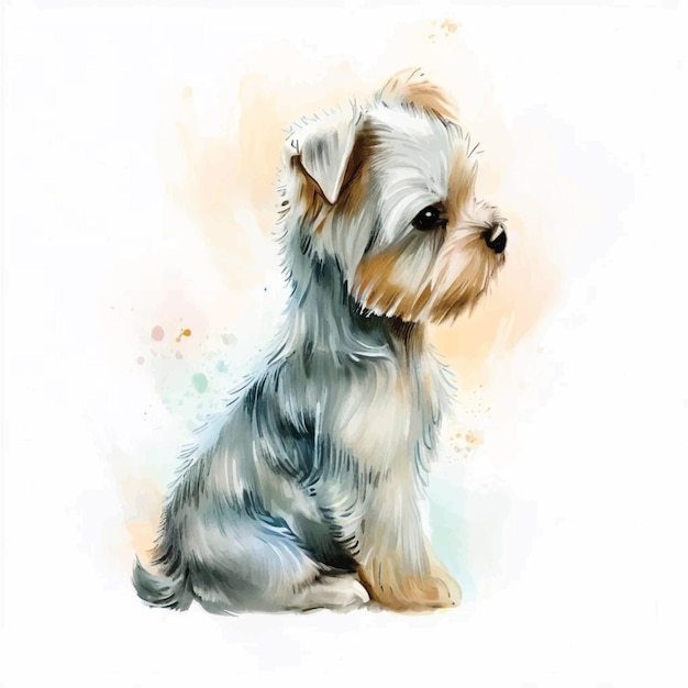 Enchanting Watercolors Yorkshire Terrier Puppy Portrait