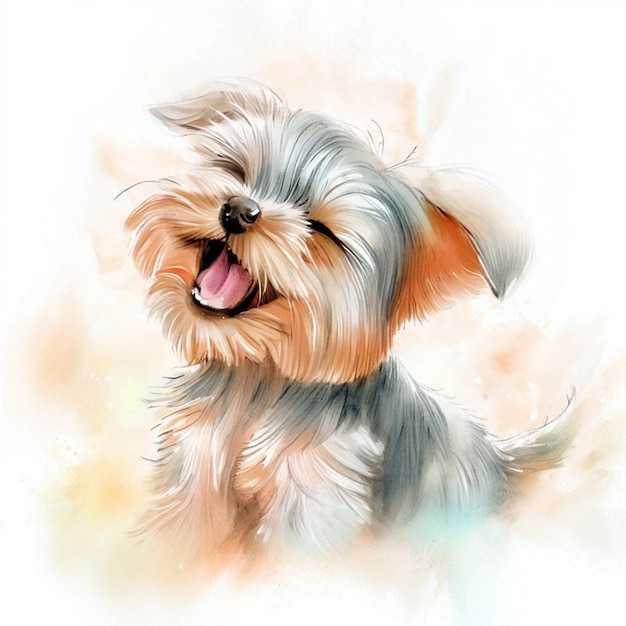 Enchanting Watercolors Yorkshire Terrier Puppy Portrait