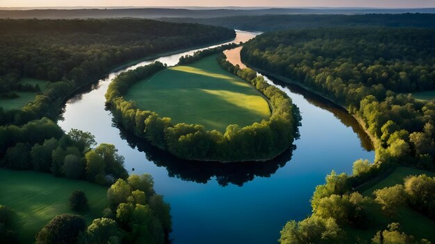 Фото Очаровательные водные пути спокойные реки, извилистые в лесах