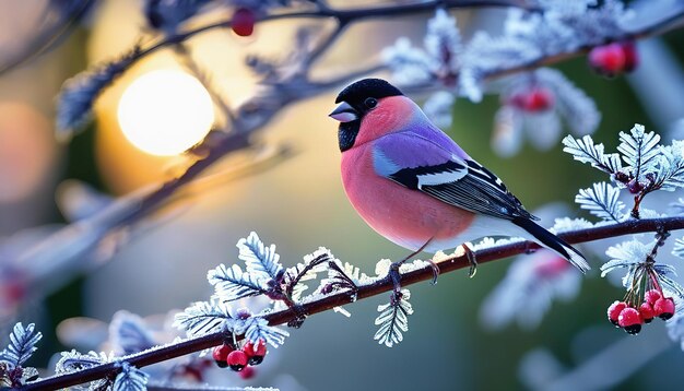 Enchanting Winter Ambience with a Bullfinch Bird