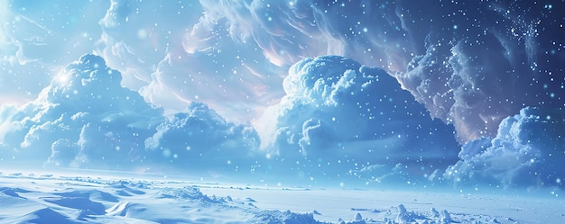 Photo enchanting winter night sky with snowscape