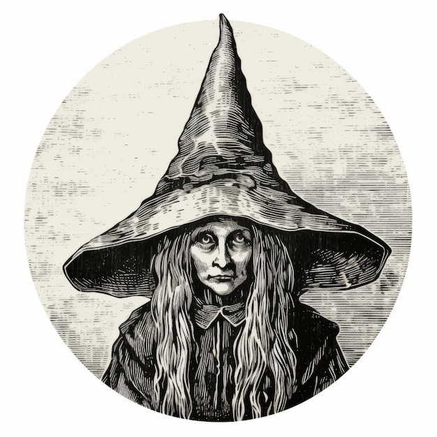 Enchanting Witch A Surrealistic Monochrome Portrait In Realism Style