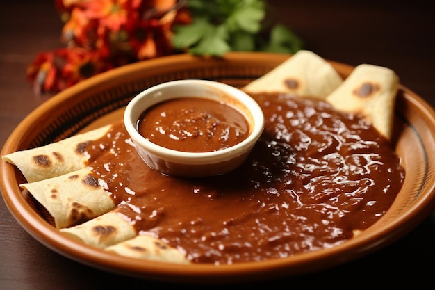 Foto enchilada saus met chocolade