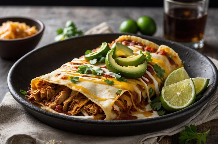 Photo enchiladas with grilled chicken cheese and a touch of lime