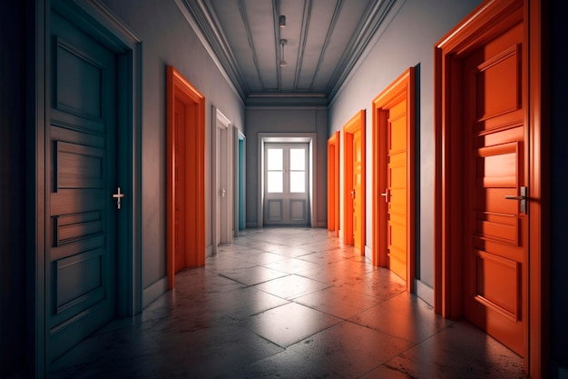 At the end of the corridor is a door Generative AI