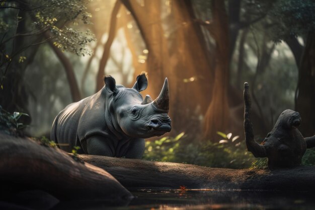 Endangered Species Rhino portrait AI generated